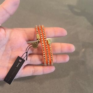 Marc Jacobs Orange Crystal Wrap Bracelet with Gold Accents